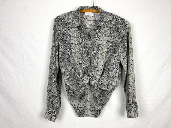 Gray Snakeskin y2k LizSport Button Down. Unisex S