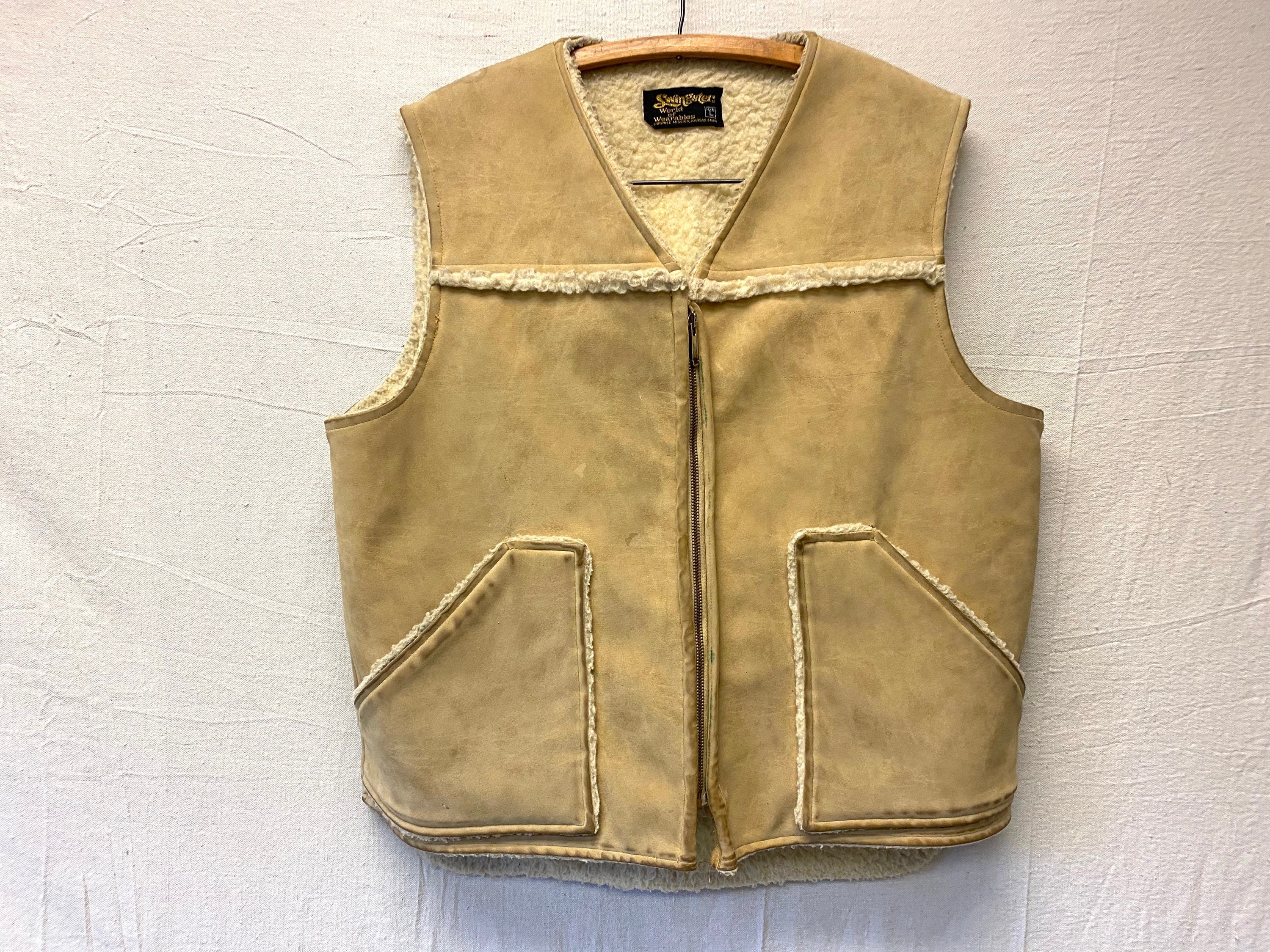 Faux Leather and Shearling Beige Vest. Unisex L | Etsy
