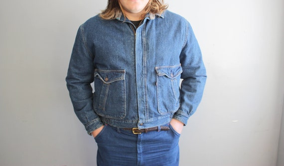 Vintage Lined Denim Levi's Coat. Medium Wash Line