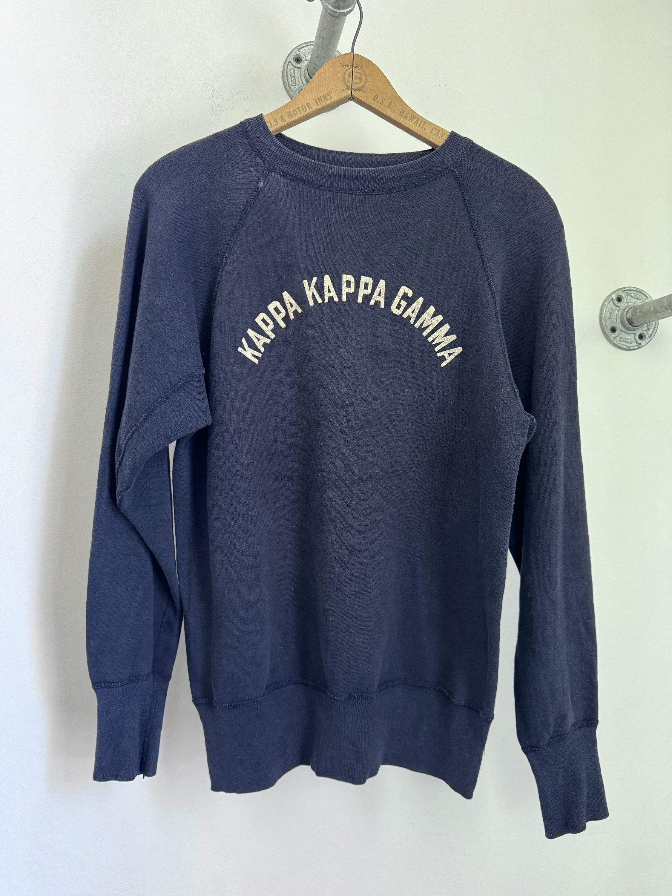 MESAWARE 1950s Champion Kappa Kappa Gamma Navy Raglan Crewneck Sweatshirt