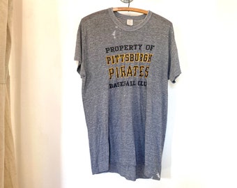 Pittsburg Pirates Baseball Vintage Grau Threadbare Super Soft T-Shirt. Unisex L