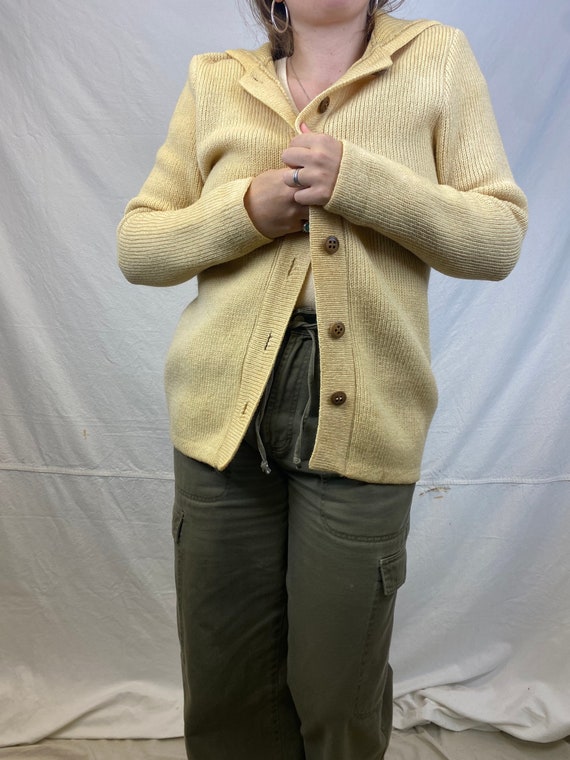 MEDIUM Buttery Ribbed Wool Hooded Cardigan Sweate… - image 4