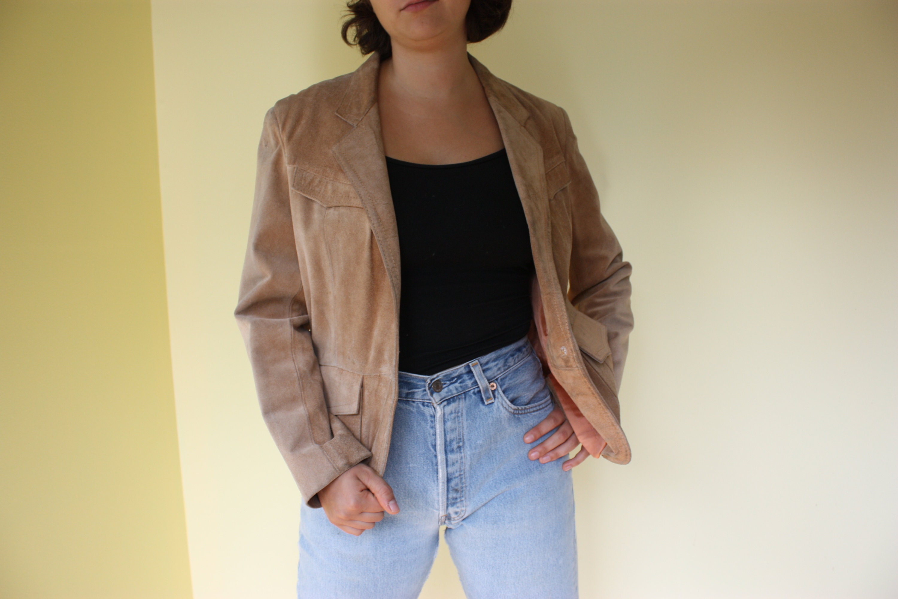 peach suede jacket