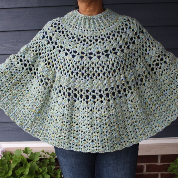 Elegance Crochet Poncho Pattern, Crochet Poncho Pattern, Poncho Pattern, Turtleneck Poncho Pattern, Instant Download