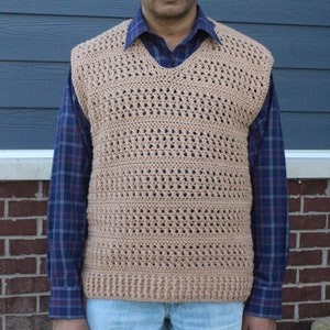 Men's Textured Vest Pattern, Men's Sweater Pattern, Sleeveless Sweater Pattern, Crochet Pattern, Instant Download image 1
