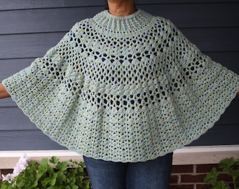 Elegance Crochet Poncho Pattern, Crochet Poncho Pattern, Poncho Pattern, Turtleneck Poncho Pattern, Instant Download