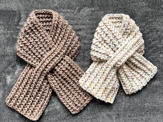 Unisex Keyhole Scarf Pattern, 5-sizes, Toddler to Adult sizes, Crochet Scarf Pattern, Kids Scarf Pattern, Instant Download, Crochet Pattern