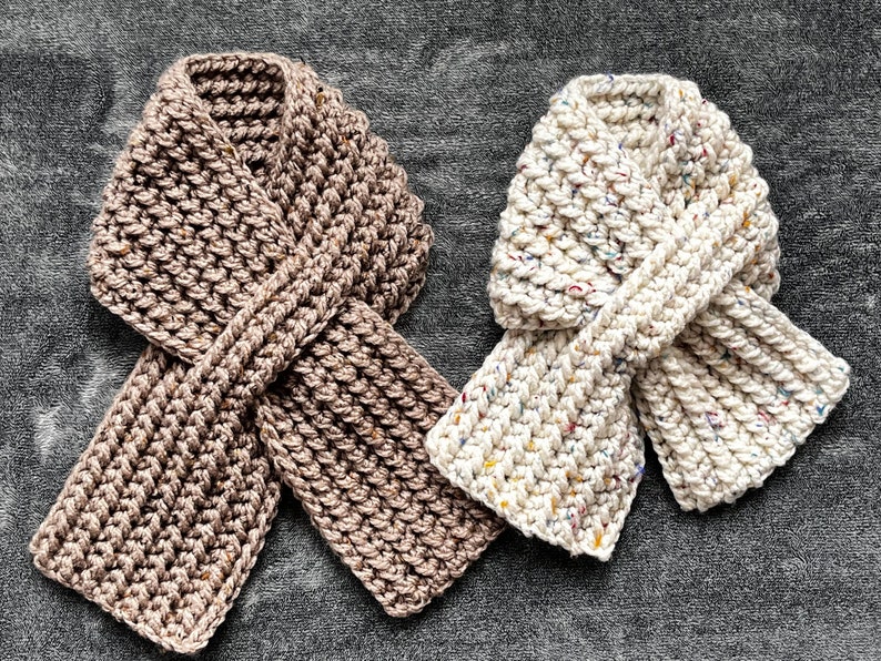Unisex nyckelhålshalsdukmönster, 5 storlekar, småbarn till vuxenstorlekar, virkad halsdukmönster, barnhalsdukmönster, direktnedladdning, virkmönster bild 1