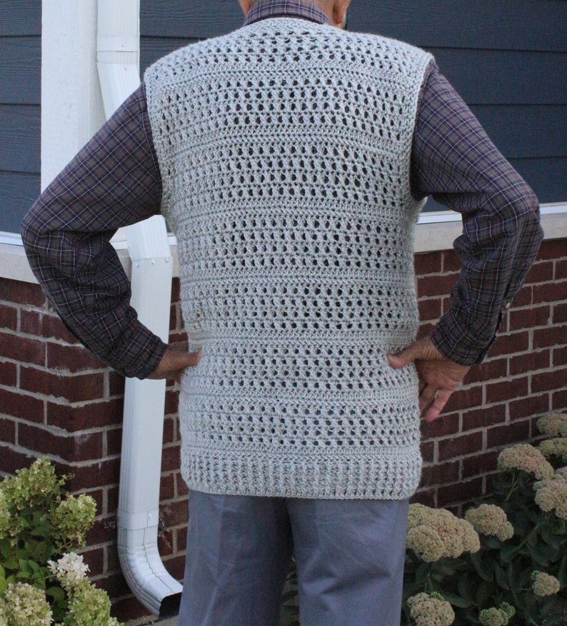 Men's Textured Vest Pattern, Men's Sweater Pattern, Sleeveless Sweater Pattern, Crochet Pattern, Instant Download image 5