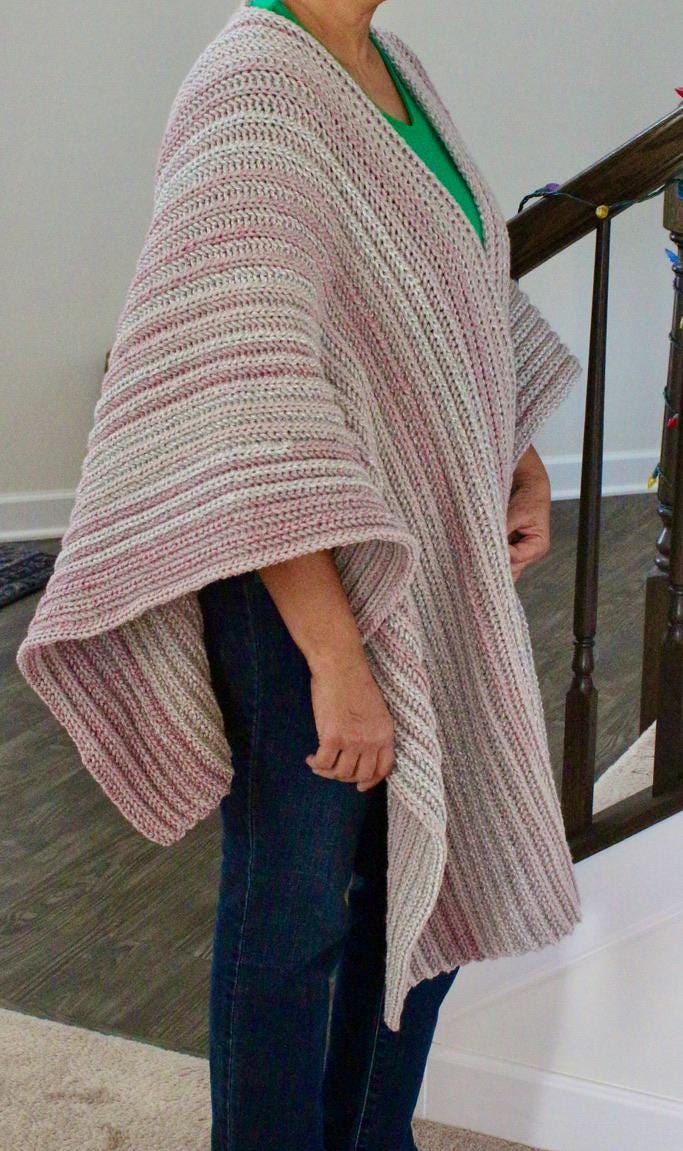 Ribbed Ruana Pattern, Crochet Ruana Pattern, Pattern W/light Video Help ...
