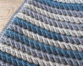 Simple Textured Blanket Pattern, 4-sizes, w/video, Throw pattern, Crochet Blanket Pattern, Afghan Pattern, Instant Download