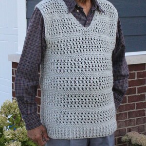 Men's Textured Vest Pattern, Men's Sweater Pattern, Sleeveless Sweater Pattern, Crochet Pattern, Instant Download image 3