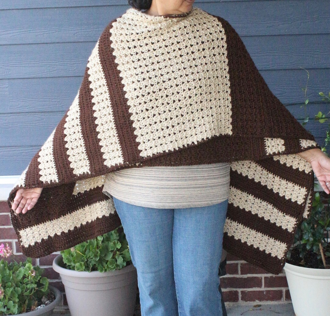 Color Block Ruana Pattern, Crochet Ruana Pattern, Shawl Pattern ...