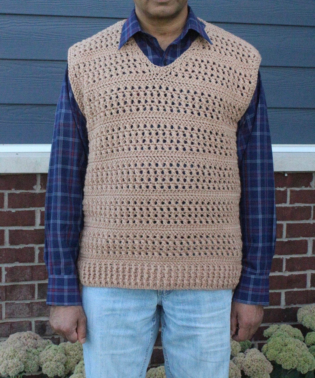 Men's Textured Vest Pattern, Men's Sweater Pattern, Sleeveless Sweater Pattern, Crochet Pattern ...