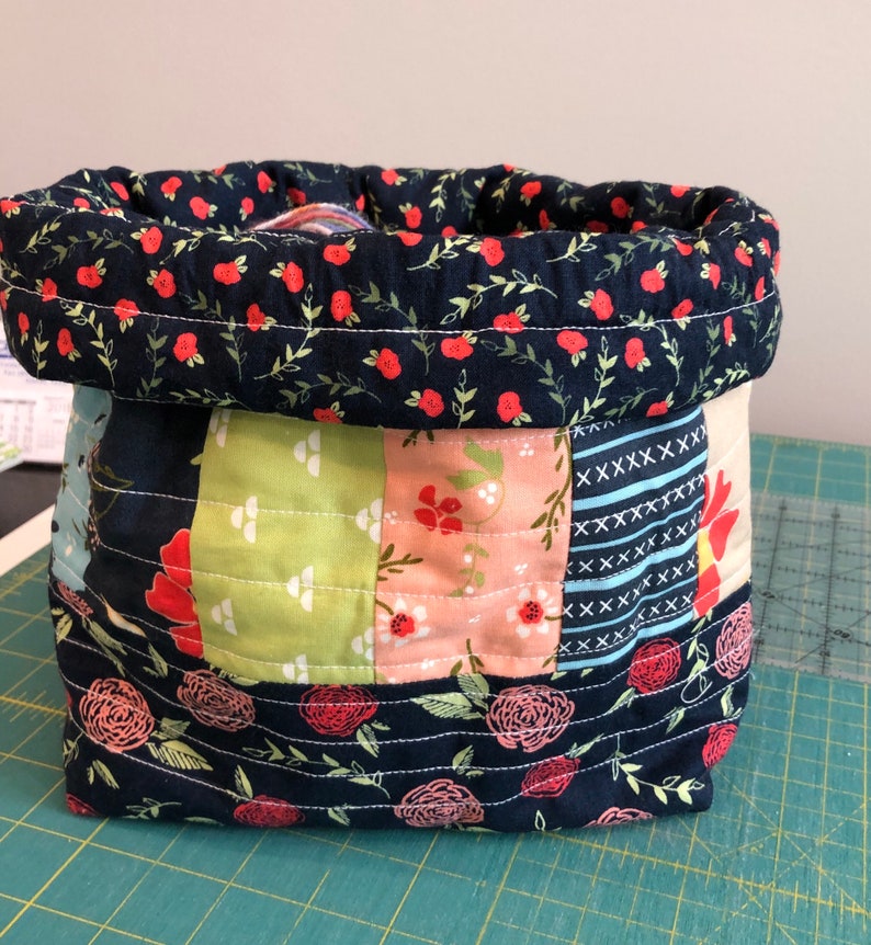 Handmade Quilted Large Drawstring Bag