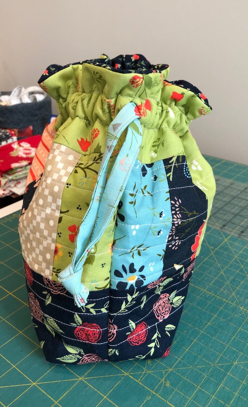 Handmade Quilted Large Drawstring Bag