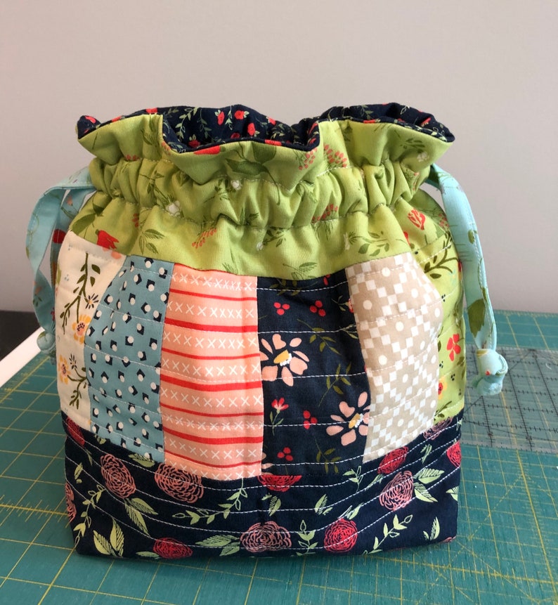 Handmade Quilted Large Drawstring Bag
