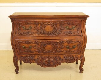 29791EC JOHN WIDDICOMB French Louis XV Style Carved Walnut Commode 29791EC JOHN WIDDICOMB French Louis XV Style Carved Walnut Commode