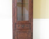 29943EC French Style 1 Door Bowed Glass Curio Vitrine Curio Cabinet