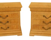F30690EC Pair HENREDON Charles X Burl Elm Nightstands