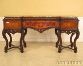F28796E Vintage 1920 s Carved Walnut Marble Top Sideboard