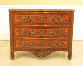 L23767E French Louis XV Marble Top Bronze Mounted Commode