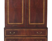 45984EC English Mahogany 2 Door Lined Linen Press Armoire Cabinet