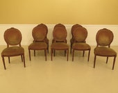 29784EC Set Of 8 French Louis XV Carved Walnut Dining Room Chairs