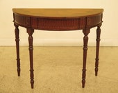 30153EC Stunning Inlaid Top 1 2 Round Console Table w. Drawer