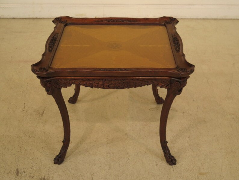 40131e Vintage 1920 S Inlaid Walnut French Style Coffee Table