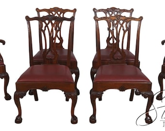 L72938: Set of 6 STICKLEY Mahogany Chippendale Dining Chairs