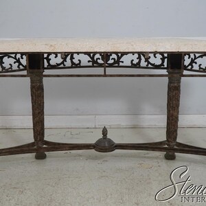 69626: MAITLAND SMITH Travertine Top Bronze Console Table zdjęcie 9