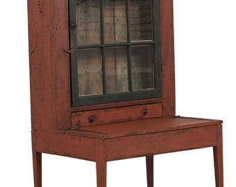 LF72706: Country Paint Decorated Primitive Plantation Desk