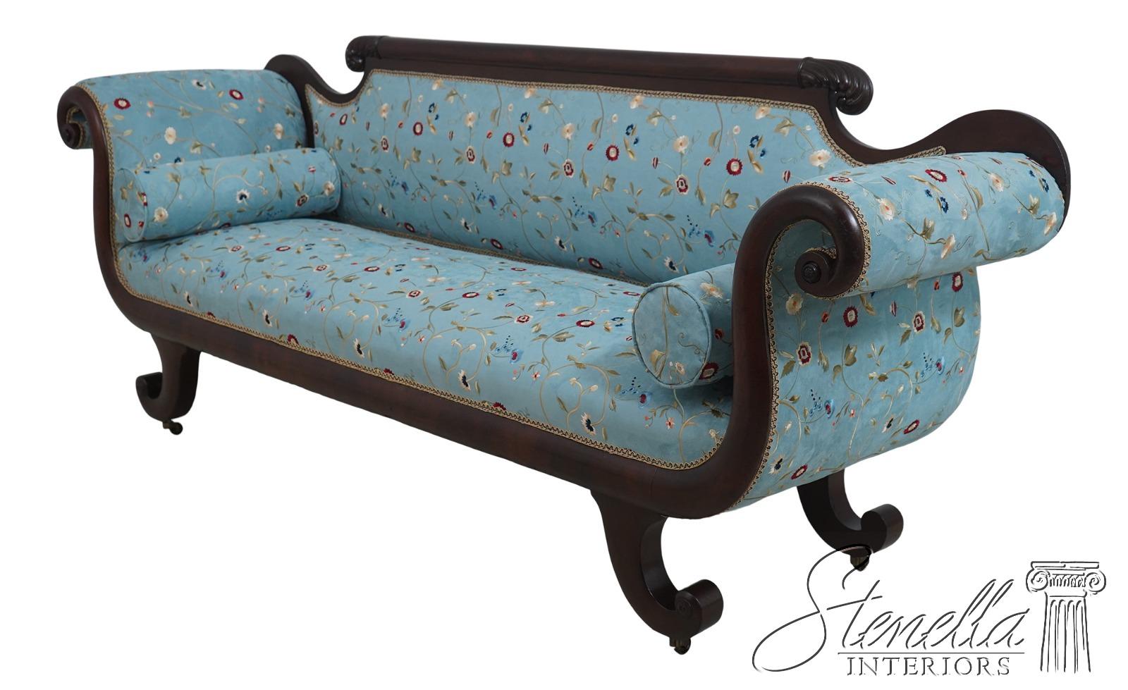 70016: AMERICAN EMPIRE Antique Sofa W. Crewel Upholstery - Etsy, image size:1600x979