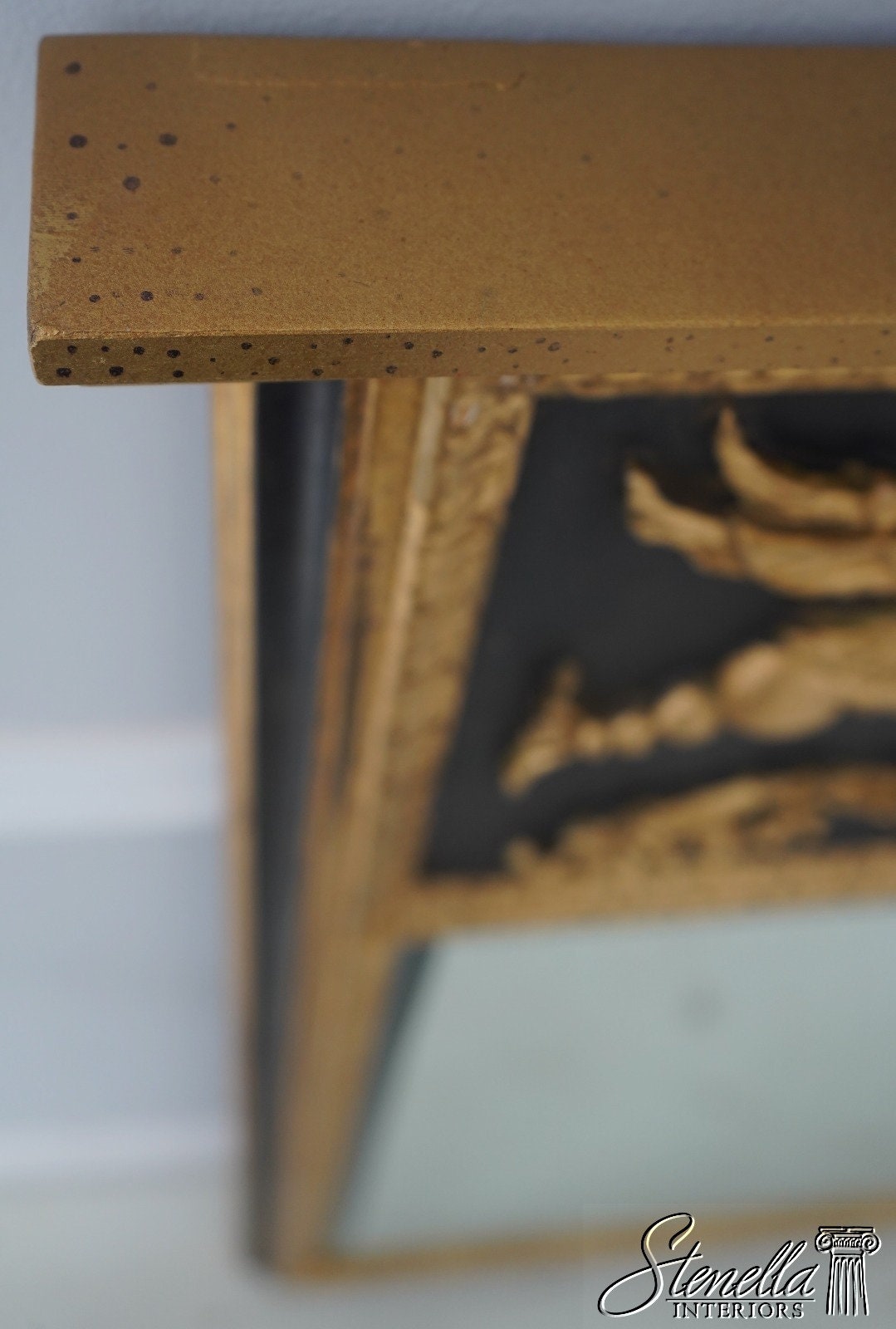 64763EC: LABARGE Neoclassical Style Black & Gold Beveled