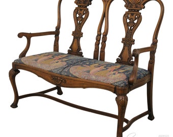 57032EC: English Queen Anne Walnut Double Back Settee