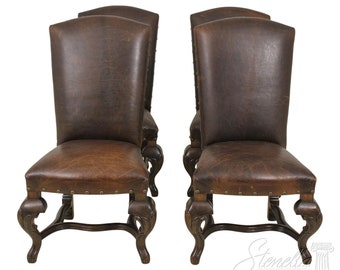 L57980EC: Set of 4 EJ VICTOR Continental Leather Dining Chairs