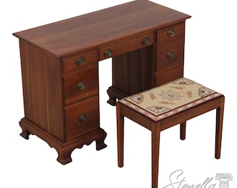 F72608: STICKLEY Cherry Kneehole Desk Vanity & Bench