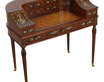 L72931: MAITLAND SMITH Adams Style Paint Decorated Mahogany Carlton House Desk