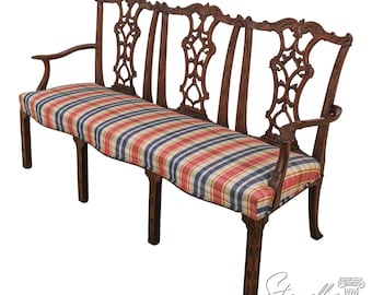 59735EC: English Antique Fine Quality Chippendale Triple Settee