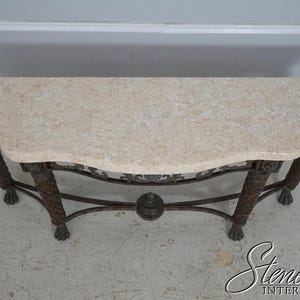69626: MAITLAND SMITH Travertine Top Bronze Console Table zdjęcie 3
