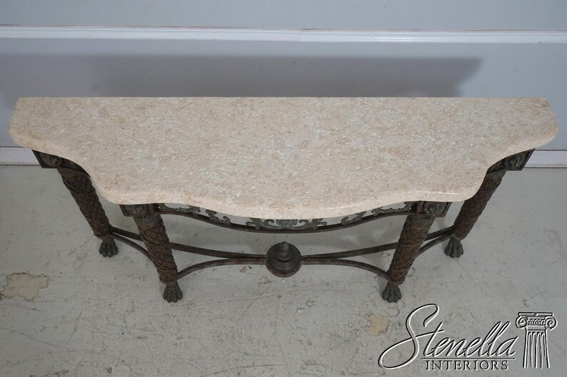 69626: MAITLAND SMITH Travertine Top Bronze Console Table zdjęcie 3