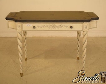 29285: LINEAGE Leather Top 1 Drawer Painted White Writing Desk