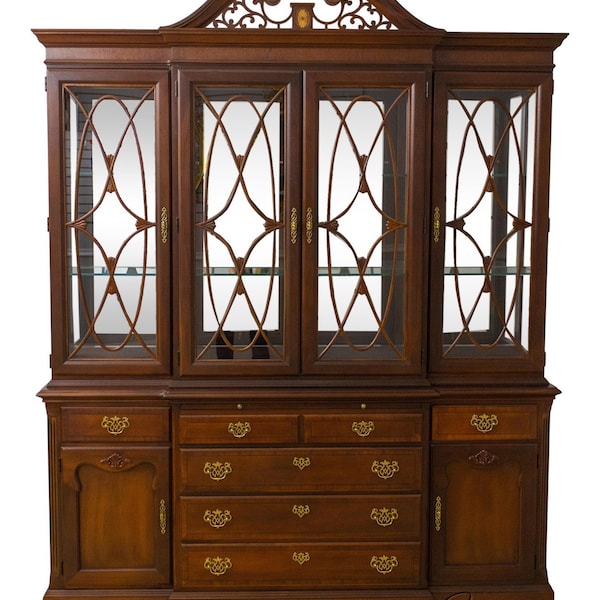 55671EC: STONELEIGH Mahogany 4 Door Breakfront China Cabinet