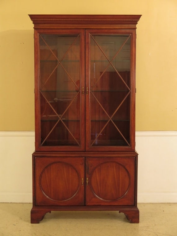 30036ec Mahogany 2 Door Lighted Tall China Cabinet Etsy