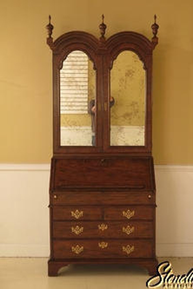 L28470e Baker George Iii Walnut Secretary Desk W Bookcase Image 0