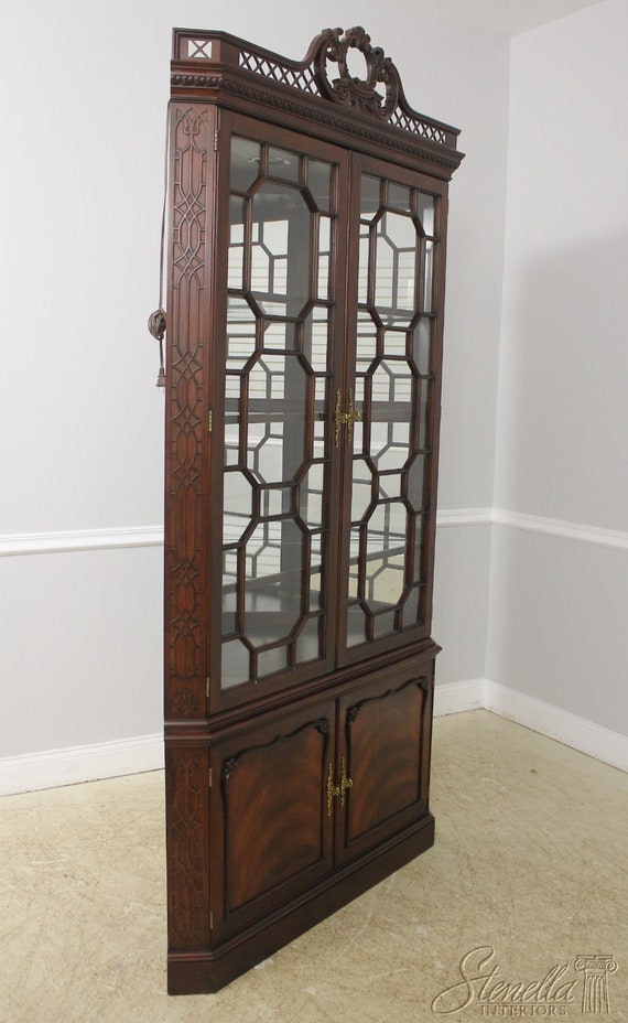 56561EC HENKEL HARRIS Large Mahogany Corner China Cabinet Etsy UK