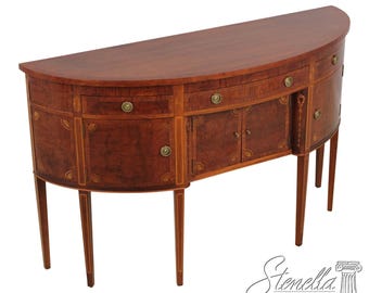 L72280: Aparador semicircular de estilo federal con forma de D, incrustaciones de nogal.