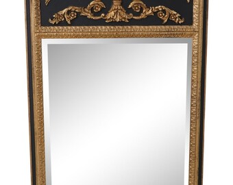 64763EC: LABARGE Neoclassical Style Black & Gold Beveled