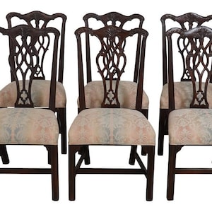 L65115EC: Set of 8 HENREDON Chippendale Mahogany Dining Room Chairs